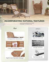 Chaise Adirondack pliable avec repose-pieds télescopique, imperméable, pour extérieur, avec 2 porte-gobelets, design moderne, portable (Teck)