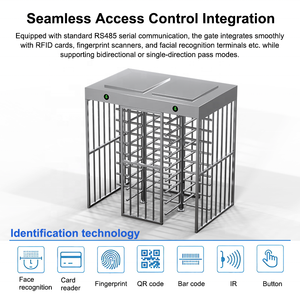 Torniquete de seguridad de doble canal de altura completa para control de acceso, puerta de entrada de acero inoxidable antipersonas que siguen tras el sujeto que va delante - Product Image 5