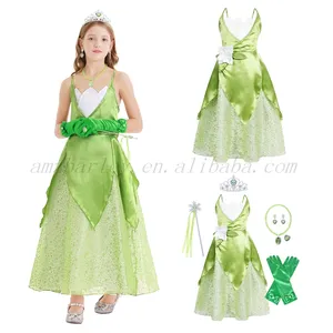 女孩蒂安娜公主装扮服装儿童角色扮演青蛙公主服装儿童生日派对万圣节花式舞会礼服
