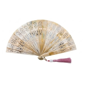 Abanico Plegable de Cuerno de Búfalo Genuino Morado Premium, Abanico Hecho a Mano con Diseño Calado Exquisito para Regalo o Decoración - Product Image 1