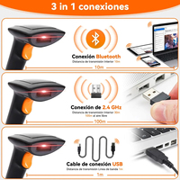 Escáner de Código de Barras Inalámbrico 3 en 1 con Bluetooth 2.4G, Lector de Código de Barras de Alta Velocidad 1D/2D para Hotel/Logística, BWHS25L