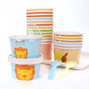 Custom Printed Food Grade Disposable Ice Cream Paper Cup with Lid 4oz 16oz <b>PLA</b> Ice Cream Paper Cups - Product Image 4