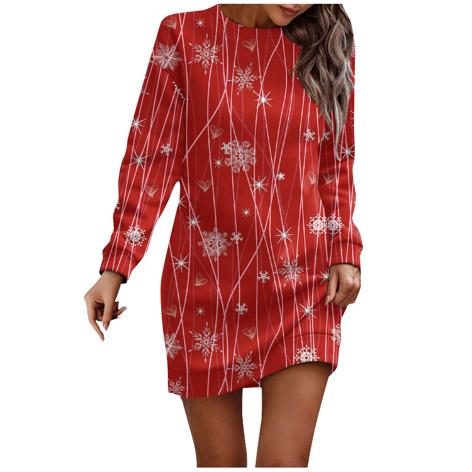 OEM Custom Luxury Christmas Snowflake Vintage Floral Print Breathable  Casual Dresses Women 2024 Elegant Long Sleeve Plus Size| Alibaba.com