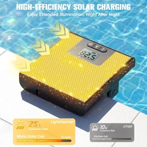 Luces Solares para Piscinas LightHacker, con Termómetro LCD, 10 Modos de Luz, Apagado Automático y Temporizador, Impermeables, 1 Unidad - Product Image 6