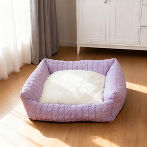 Cama de Lujo para Mascotas, Tejido Impermeable, Color Morado y Blanco, Fibra, Rectangular, Diferentes Tamaños, Logotipo Personalizado, Cama para Mascotas de Interior - Product Image 4