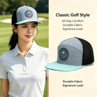 Casquette de baseball sportive ajustable, respirante, perforée au laser, hydrofuge, avec logo patch, vente en gros