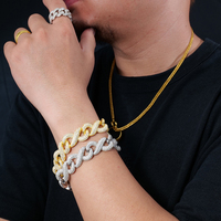 Bijoux haut de gamme en argent sterling 925, style hip-hop, entièrement sertis de diamants Moissanite, 15 mm, n° [Numéro]. Bracelet chaîne cubaine 8 styles pour hommes