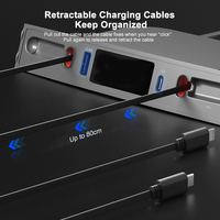 Pengisi Daya Mobil Kustom Konsol Tengah QC3.0 27W Pengisian Cepat dengan Kabel Adapter Retractable USB Hub untuk Penggunaan Laptop Tesla Model 3/Y