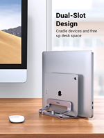 Support vertical pour ordinateur portable UGREEN à 2 emplacements, support de bureau réglable à double emplacement en aluminium, 17,3 pouces pour MacBook Pro Air Lenovo