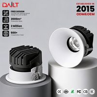 Nouveautés Design incurvé ultra-fin 15 °   24 °   36 °   60 °   Spot LED de plafond encastré en aluminium à angle d'éclairage réglable et dimmable