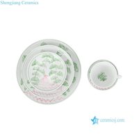 Service de table en porcelaine de haute qualité, peint à la main, lavable en machine, avec tasse à café, RZKR75-G-6-8-10inch-RZKR76-CD