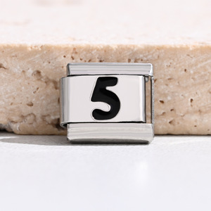 <b>Titanium</b> Steel Number Charm Bracelet Modular DIY Unisex Fashion Accessory - Product Image 2