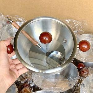 ชามสแตนเลสสองหูจับพร้อมช้อนสำหรับอาหารเด็ก ผลไม้ สลัด โยเกิร์ต นม ใช้ในบ้าน ทนทาน ไม่เคลือบผิว - Product Image 1