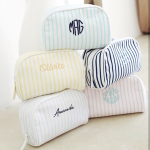 Hot <strong>Sale</strong> Striped Cotton <strong>Cosmetic</strong> <strong>Bag</strong> Custom Name Wedding Gift <strong>Bag</strong> for Women Large Capacity Travel Zipper Pouch - Product Image 5