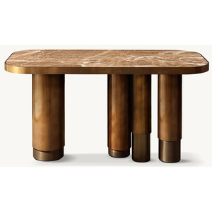 <span class=keywords><strong>Bureau</strong></span> <span class=keywords><strong>américain</strong></span> en laiton avec plateau en marbre, idéal pour les salles d'étude et les bureaux - Product Image 2