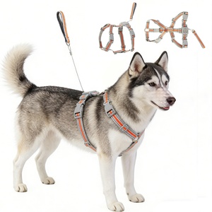 2 in 1 Retractable Dog <b>Leash</b> Harness Reflective Tape I-shaped Vest No Pull <b>Pet</b> Chest Strap Polyester Large Dogs Walking Training - Product Image 2
