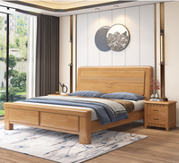 Lit de rangement double queen size en bois massif, design classique moderne, mobilier de chambre à coucher de style traditionnel avec tiroirs en bois - JY-B001