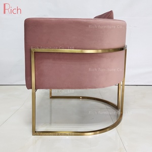Poltrona Decorativa in Velluto <span class=keywords><strong>Rosa</strong></span> <span class=keywords><strong>Oro</strong></span> Stile Nordico per Soggiorno - Product Image 4