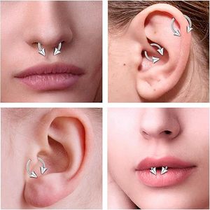Anneau de nez en acier inoxydable en forme de C, clou en forme de flèche 16G, bijou corporel unisexe, accessoire de piercing - Product Image 4
