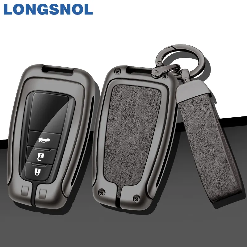 Longsnol Kẽm Hợp Kim Chìa Khóa Xe Trường Hợp Bìa Cho Toyota Kim Loại Chìa Khóa Xe Túi Da Keychain Chìa Khóa Xe Phụ Kiện