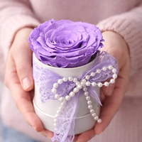 Rose stabilisée à la lavande dans un coffret cadeau – Véritable fleur éternelle, longue durée, immortelle – Cadeau romantique pour elle