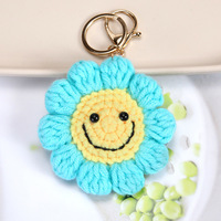 Gantungan Kunci Bunga Smiley Rajutan Tangan, Aksesoris Tas, Hadiah, Suvenir, Dekorasi