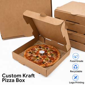 Caja de Pizza Compostable al por Mayor de Papel Kraft con Tapa Abatible, Orificios de Ventilación, Anti-Humedad, Impresión de Logotipo Personalizado para Entrega - Product Image 1