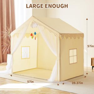 Tente de jeu pour enfants en polyester épais avec tubes en bois, grande tente château de princesse, tente de jeu d'intérieur pour enfants, idéale pour les pyjama-party - Vente en gros - Product Image 2