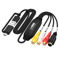 Carte de capture vidéo USB 2.0 RCA AV 1080P, adaptateur AV vers USB-A et Type-C pour caméra, VHS, magnétoscope, pour enregistrement vidéo analogique, câble de 1 m