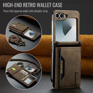 Funda de cuero magnética desmontable DG MING 2 en 1 para <span class=keywords><strong>Samsung</strong></span> Galaxy Z Flip 7 FE 7 6 5 4 3, funda tipo billetera, tarjetero, funda para teléfono - Product Image 2