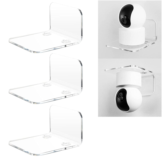 Acrylic Floating Wall Shelves Set of 3 for Security Cameras Baby Monitors, Speakers Universal Small Wall Shelf