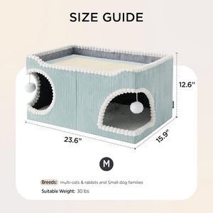 Lit pour <span class=keywords><strong>chat</strong></span> pliable extra large 2-<span class=keywords><strong>en</strong></span>-1, luxueuse grotte cachée pour <span class=keywords><strong>chat</strong></span> avec griffoir et boule moelleuse, multifonctionnel pour <span class=keywords><strong>appartement</strong></span> intérieur - Product Image 6