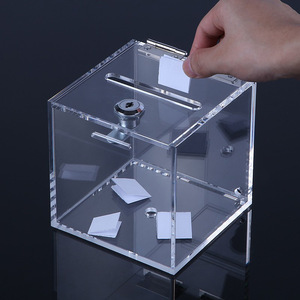 Caja de Donaciones de Acrílico Transparente, Personalizable, Moderna y Sencilla, Caja de Votación con Llave, Caja de Lotería a Prueba de Polvo - Product Image 1