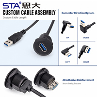 Connecteur étanche USB 2.0/USB 3.0 IP67 Type-A à montage sur panneau, mâle/femelle, pour données industrielles, alimentation haute vitesse, adaptateur de prise
