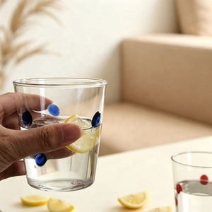 Isıya Dayanıklı El Üflemeli Borosilikat Cam Bardak Puantiyeli İçme Bardağı Şeffaf Su Meyve Suyu Kupa Ev Mutfak Sofra Malzemeleri - Product Image 5