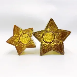 五芒星型水銀ゴールドカラークリスタルガラスキャンドルホルダー