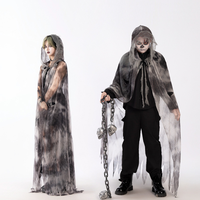 Cape de déguisement d'Halloween pour hommes et femmes, style fantôme féminin, châle d'horreur, vêtements assortis pour hommes et femmes