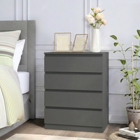 Commode à 4 tiroirs sans poignées BURAN Nordic en bois gris mat, unité de rangement pour chambre à coucher, armoire moderne minimaliste