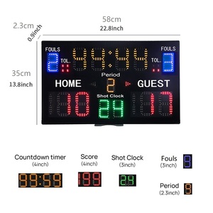 Tableau <span class=keywords><strong>de</strong></span> score électronique LED numérique GANXIN durable avec affichage du chronomètre <span class=keywords><strong>de</strong></span> 24 secondes, télécommande portable pour multisports - Product Image 2