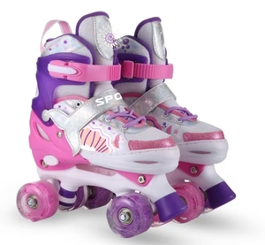 Patins à roulettes pour enfants, respirants et confortables, à double rangée, avec coque en PU, roues lumineuses sirène, pour filles débutantes, résistants aux chutes - Product Image 5