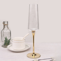 Vente en gros, galvanoplastie créative, tige en or brillant sans plomb, vin rouge, Champagne, whisky, gobelet en verre