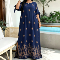 Nouvelle robe décontractée ample en dentelle 100 % coton, style rétro, longueur ras du sol, à motifs floraux, pour femmes du Moyen-Orient