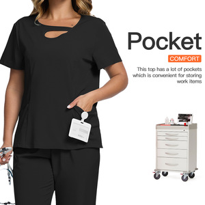Ensemble de Blouses et Pantalons Médicaux <span class=keywords><strong>Grande</strong></span> <span class=keywords><strong>Taille</strong></span> pour Femmes, Couleur Unie, Tissu Polyester Dobby – Uniforme Professionnel pour Infirmières, Médecins, Salons de Beauté et Magasins - Product Image 3