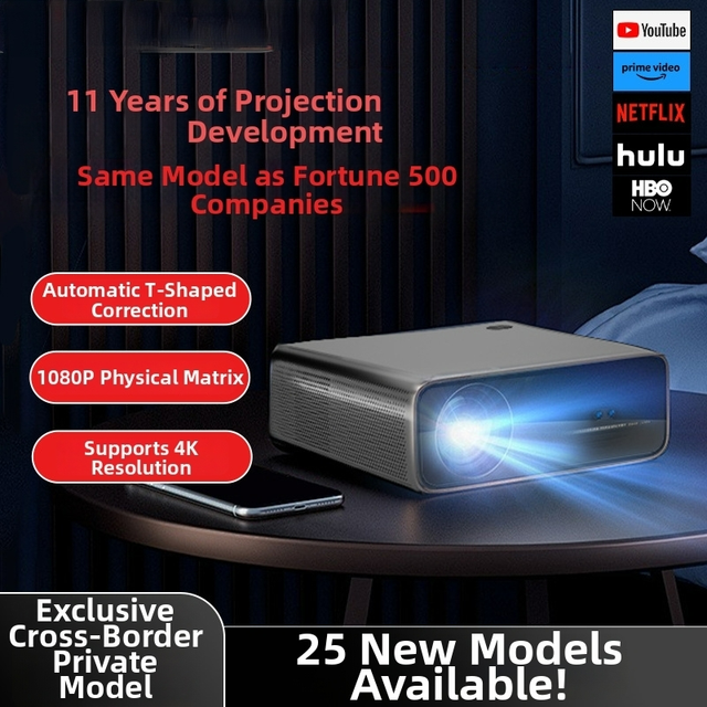 New Model Projector High Lumen Smart Connectable to Mobile Phone Home Theater Ultra HD 4K Projector for Bedroom Wall Projection