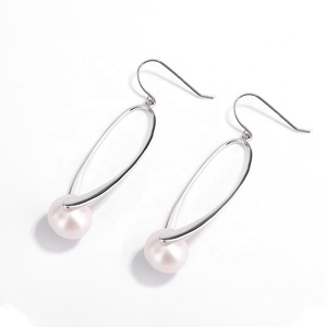 Boucles d'oreilles pendantes KAMMY 10-10,5 mm en perles d'eau douce tendance, mode enfant, argent 925 plaqué platine rhodium - Product Image 2