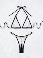 Maillot de bain de luxe personnalisé avec chaîne de lettres et diamants pour femme, ensemble bikini micro-string sexy orné de strass