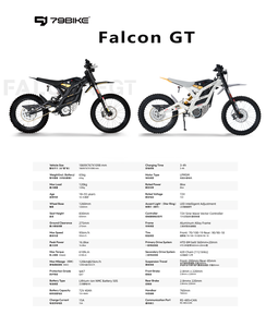 มอเตอร์ไซค์ไฟฟ้าออฟโรด US STOCK 79 Bike Falcon GT 16KW ความเร็วสูงสุด 59 ไมล์ต่อชั่วโมง 72V 40AH ระยะทางวิ่งไกล 75 ไมล์ แรงบิด 610 นิวตันเมตร รุ่น Sport E Bike - Product Image 2
