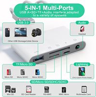 Adaptador USB Tipo C OTG, USB 2.0, SD/TF, Conector de Audio de 3.5mm, Transferencia de Datos para Smartphone, Lector de Tarjetas USB, Hub, en Stock