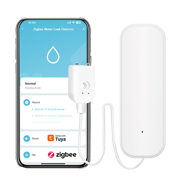 Factory Supply Tuya Zigbee Water Leak Sensor Battery Powered Water Leakage Detector for Smart Home Water Detector Alarm for Home