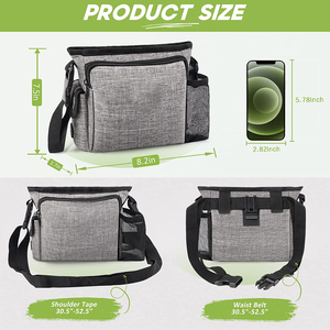 Riñonera portátil para caminar con perros, dispensador de bolsas para excrementos integrados y múltiples bolsillos, incluye Clip para cinturón de cintura, hombro ajustable - Product Image 4